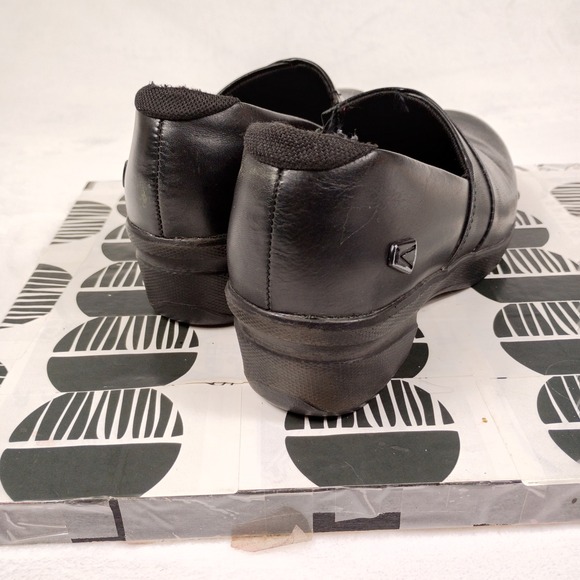 KEEN Kaci Black Full Grain Leather Slip On Clogs Shoes Womens 7 Nurse Work - Picture 7 of 9